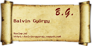 Balvin György névjegykártya